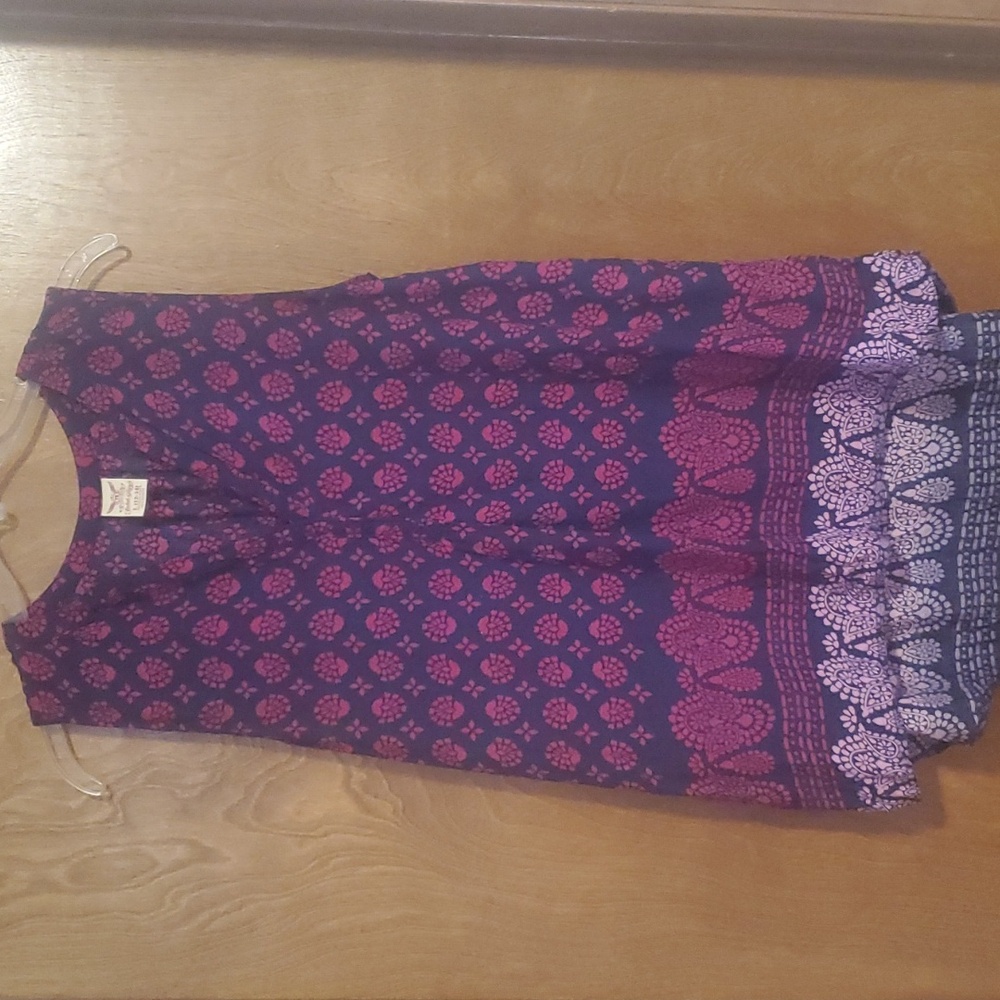 Pretty Purple Pink Hi Low Patterned Tunic Tank Top L 12-14